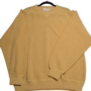 CAAMANO Limited Edition Alpaca Sweater Mens Large Yellow Crewneck Pullover‎